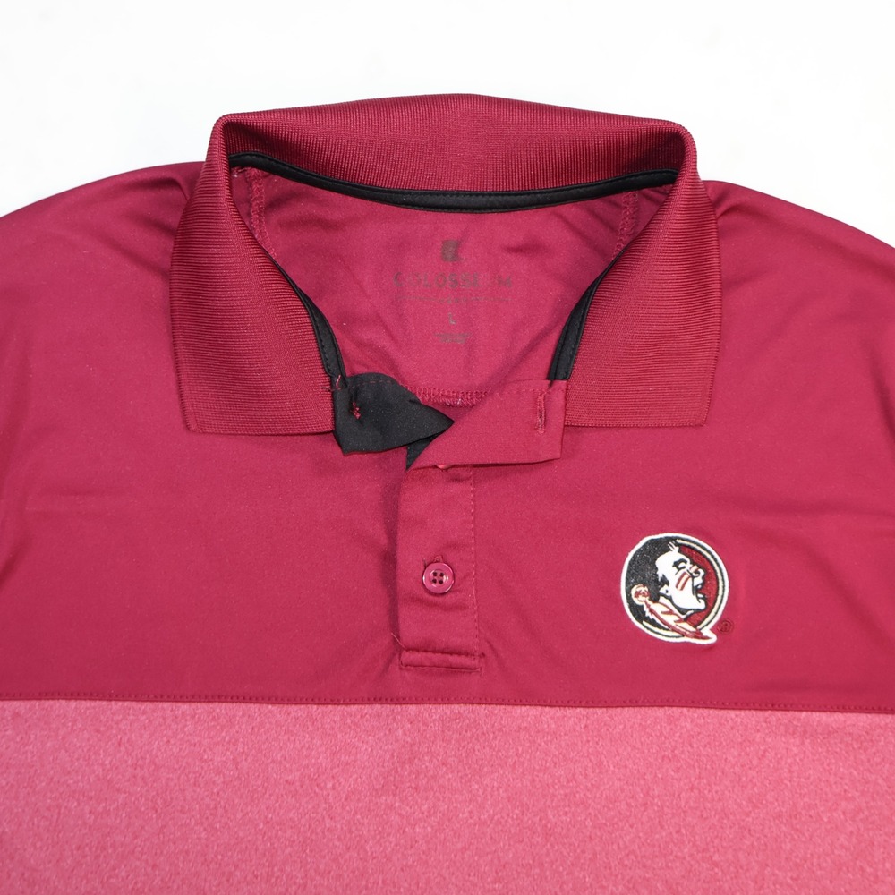 Colosseum FSU Florida State Seminoles Mens Large Polo Shirt Garnet Two Tone L